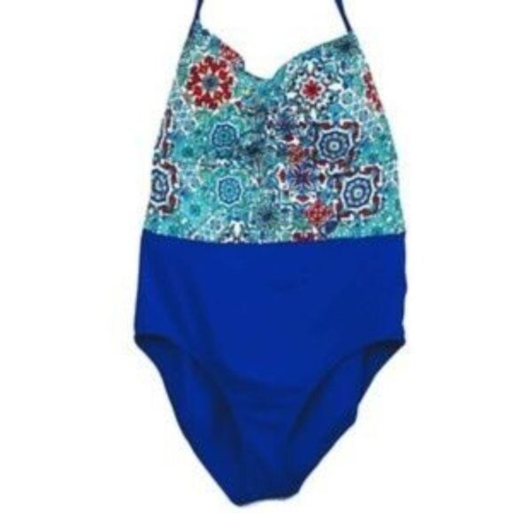 Jantzen Multicolor Patterned Colorful One-Piece Swimsuit Padded Breast Size 22W - Picture 1 of 7